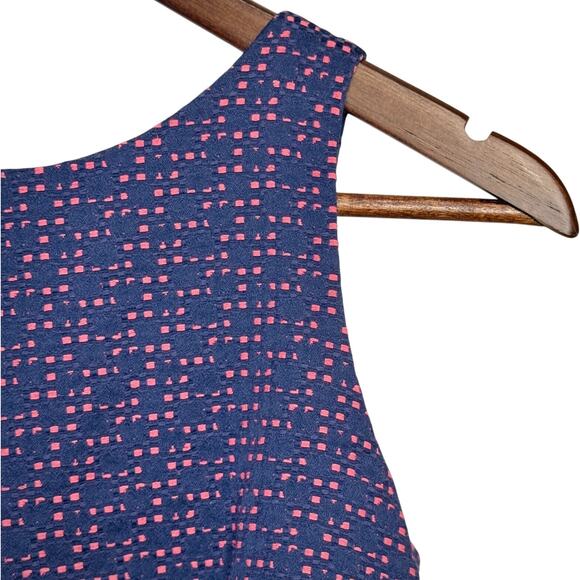 Women's LOFT Navy & Pink Sleeveless High Neck Tweed Dress - Size 4P - Picture 3 of 8